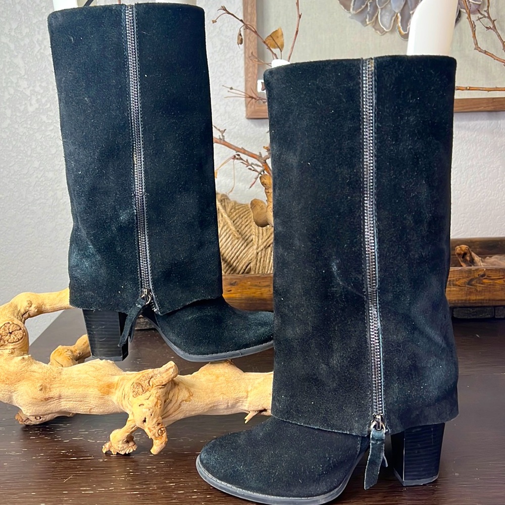 Inc black suede zip up boot
